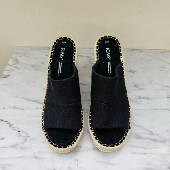 TOMS Monica Black And Tan Mule Wedge Women’s Size 7.5 - Picture 3 of 9